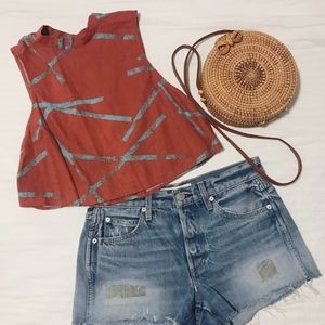 Silence + Noise Burnt Orange Crop Top